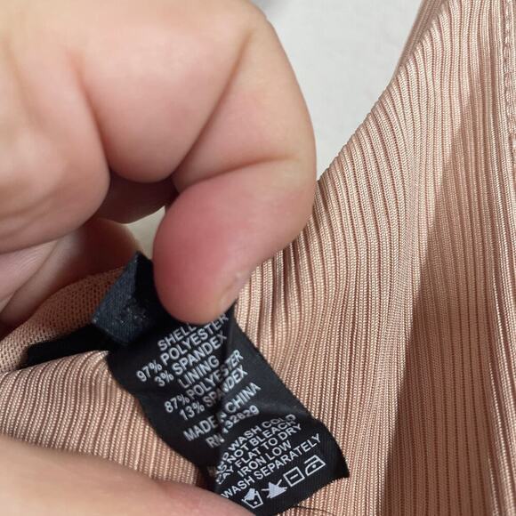 H:ours XXS Moe Cut Out Rib Mini Dress Tan Strappy Adjustable Strap Sleeveless - Picture 7 of 8